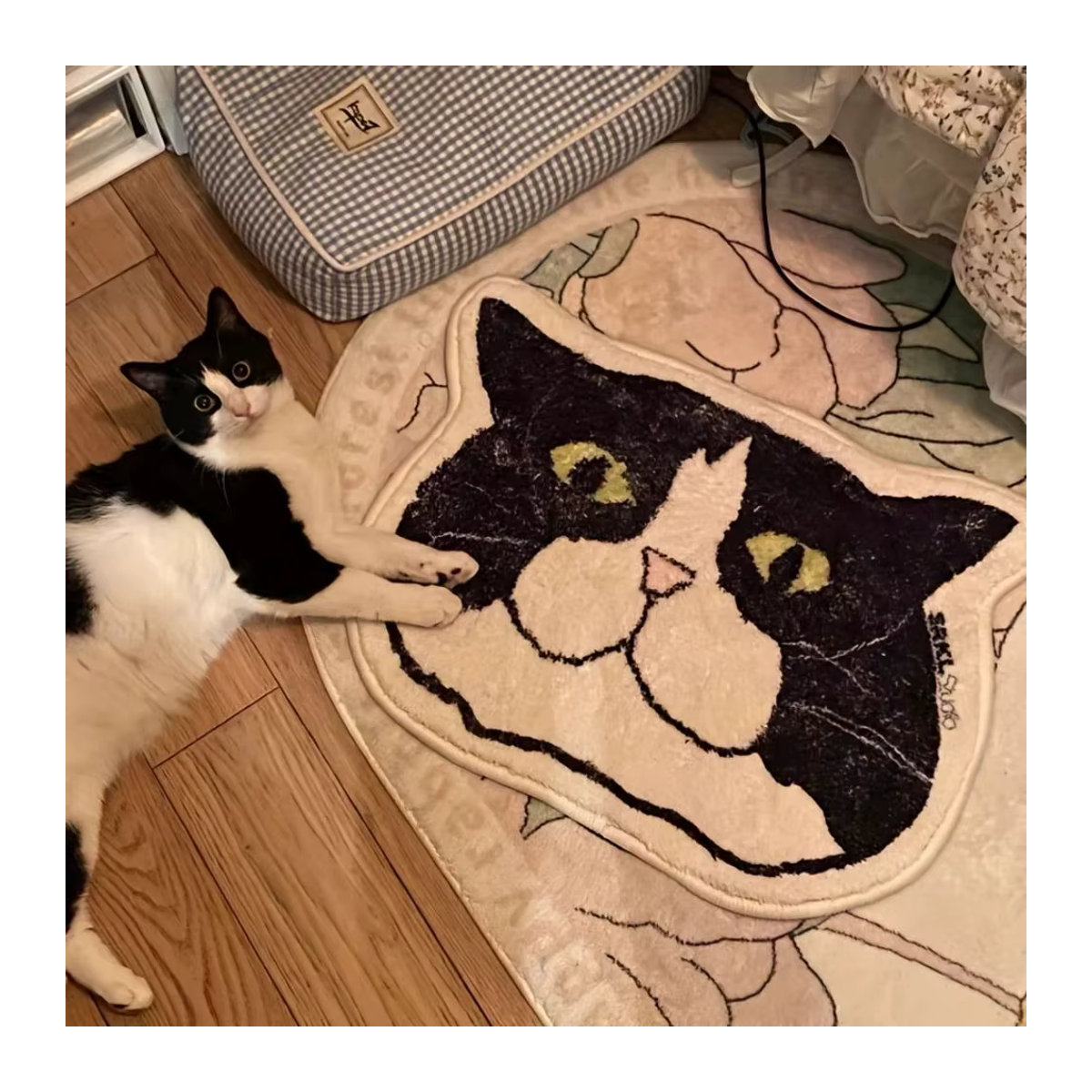 VIKAMA Cartoon Big Head Katze Fußmatte wasserdicht und antifouling für Eingang, Wohnzimmer oder Schlafzimmer, mehrfarbig - Bild 3