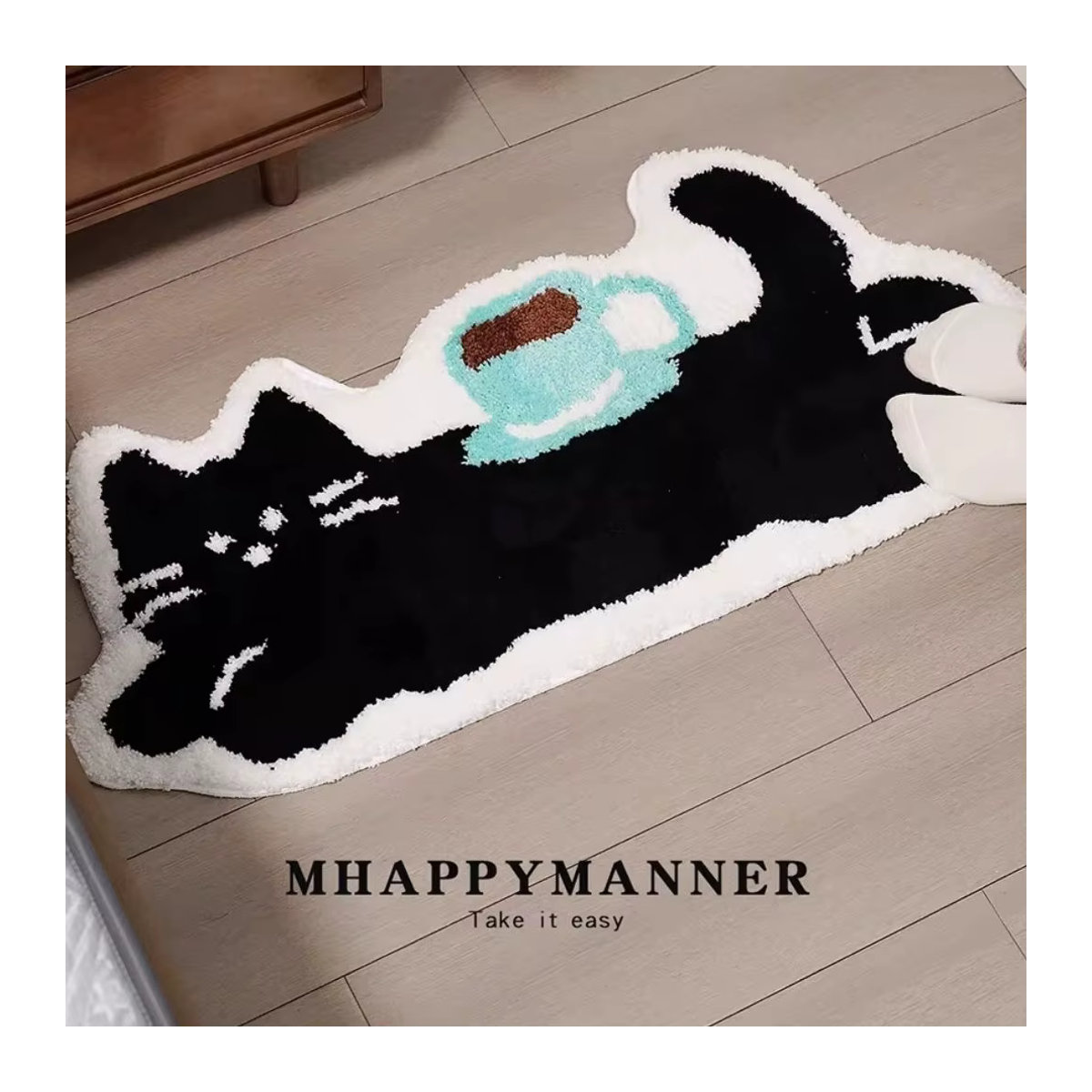 VIKAMA Cartoon-Bodenmatte mit schwarzer Katze, wasserdicht und schmutzabweisend, ideal für Eingangsbereich, Wohnzimmer oder Badezimmer - Bild 3