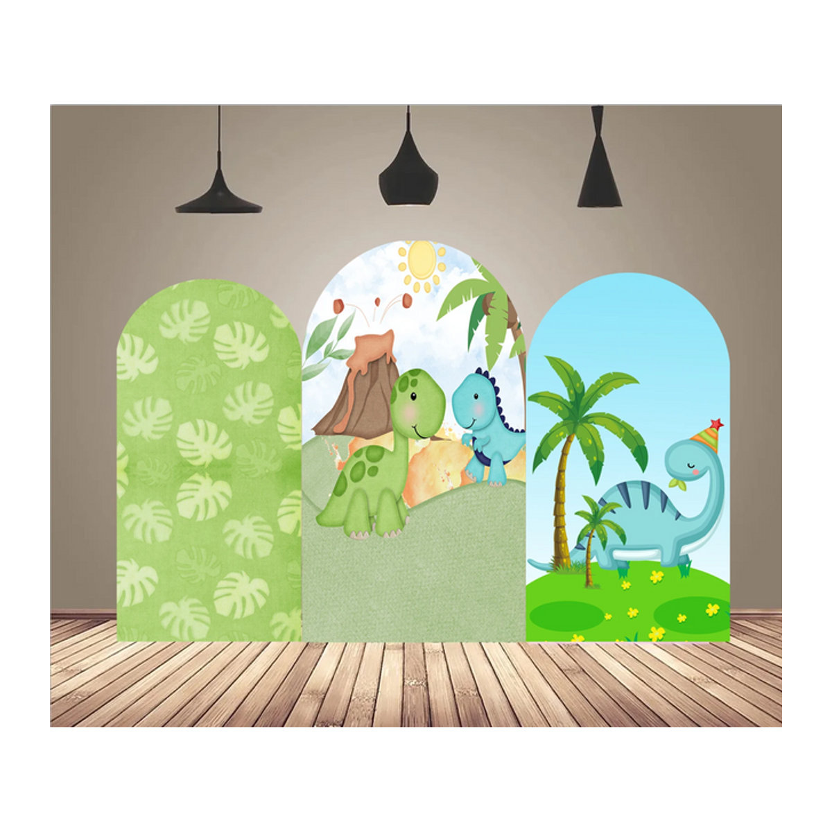 VIKAMA Cartoon Dinosaurier Bogen Hintergrund für Kindergeburtstage, mehrfarbig, B/H: 120 x 50 cm - Bild 1