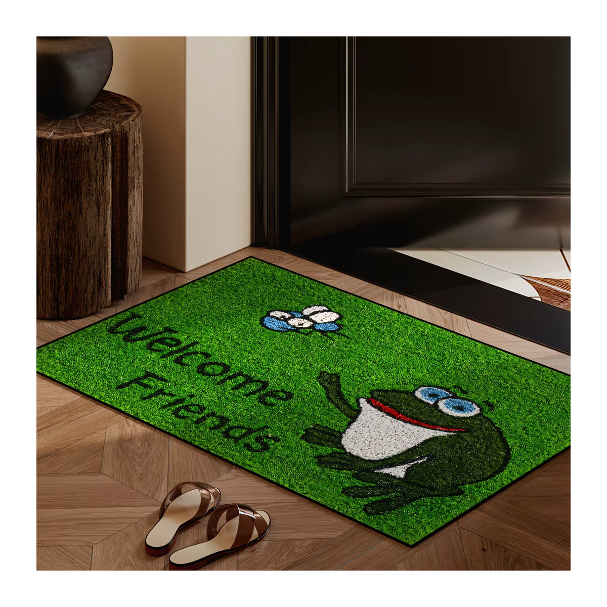 VIKAMA Cartoon Frosch Teppich Fußmatte Grün für Wohnzimmer, Schlafzimmer und Outdoor - Bild 5