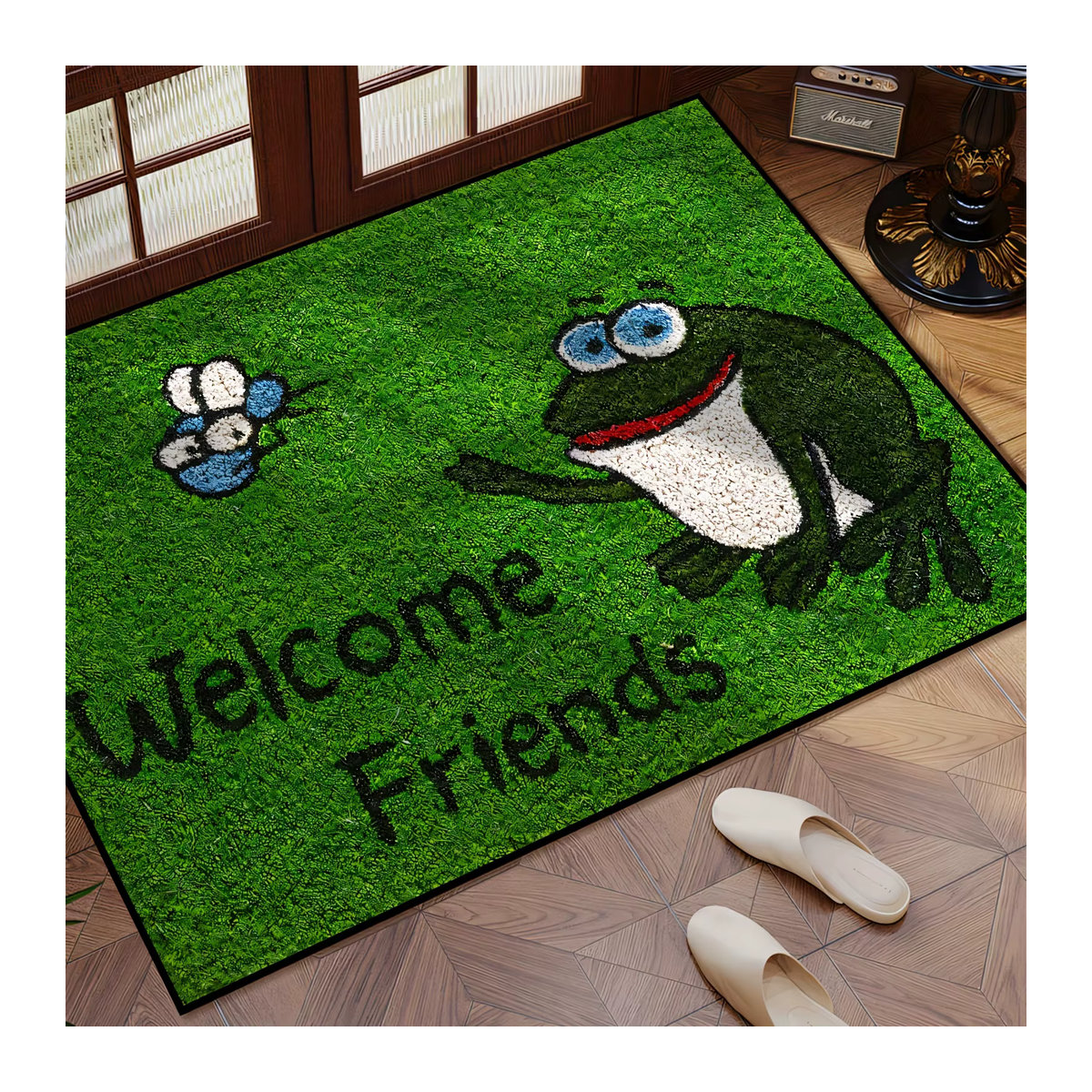VIKAMA Cartoon Frosch Teppich Fußmatte Grün für Wohnzimmer, Schlafzimmer und Outdoor - Bild 6