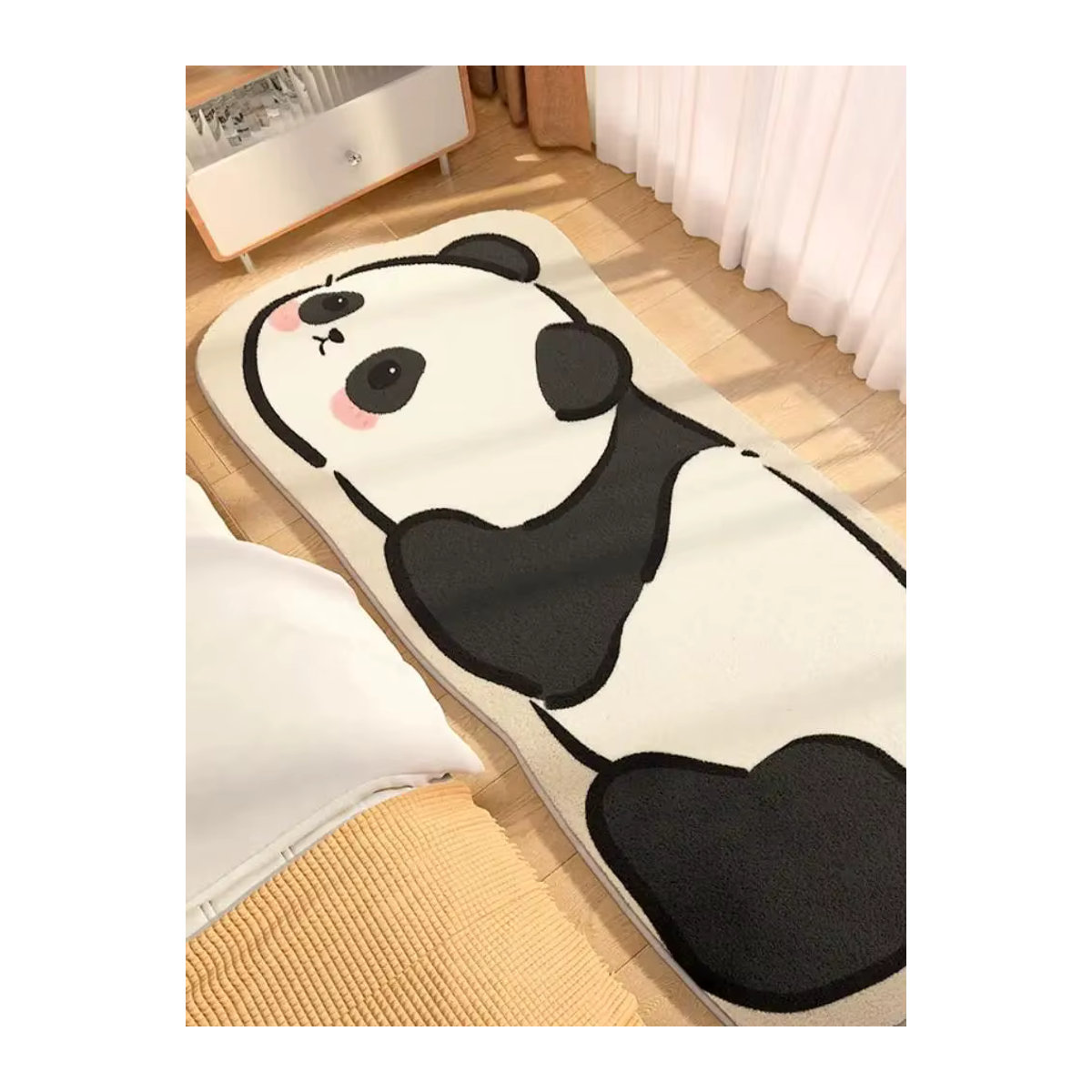VIKAMA Cartoon Nachttisch Teppich mit süßem Mädchen Motiv, mehrfarbig, Bodenkissen für Schlafzimmer, Sofa oder Arbeitszimmer - Bild 3