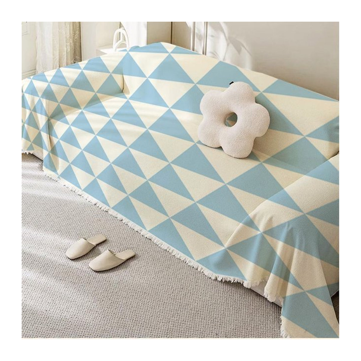 VIKAMA Chenille-Sofabezug in Blau als universeller Couchbezug und kratzfester Überwurf für dein Wohnzimmer - Bild 1