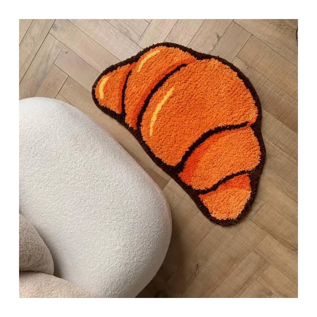 VIKAMA Croissant-Teppich in Orange, weiche Tufted-Fußmatte für Wohnzimmer, Badezimmer oder neben dem Sofa - Bild 1