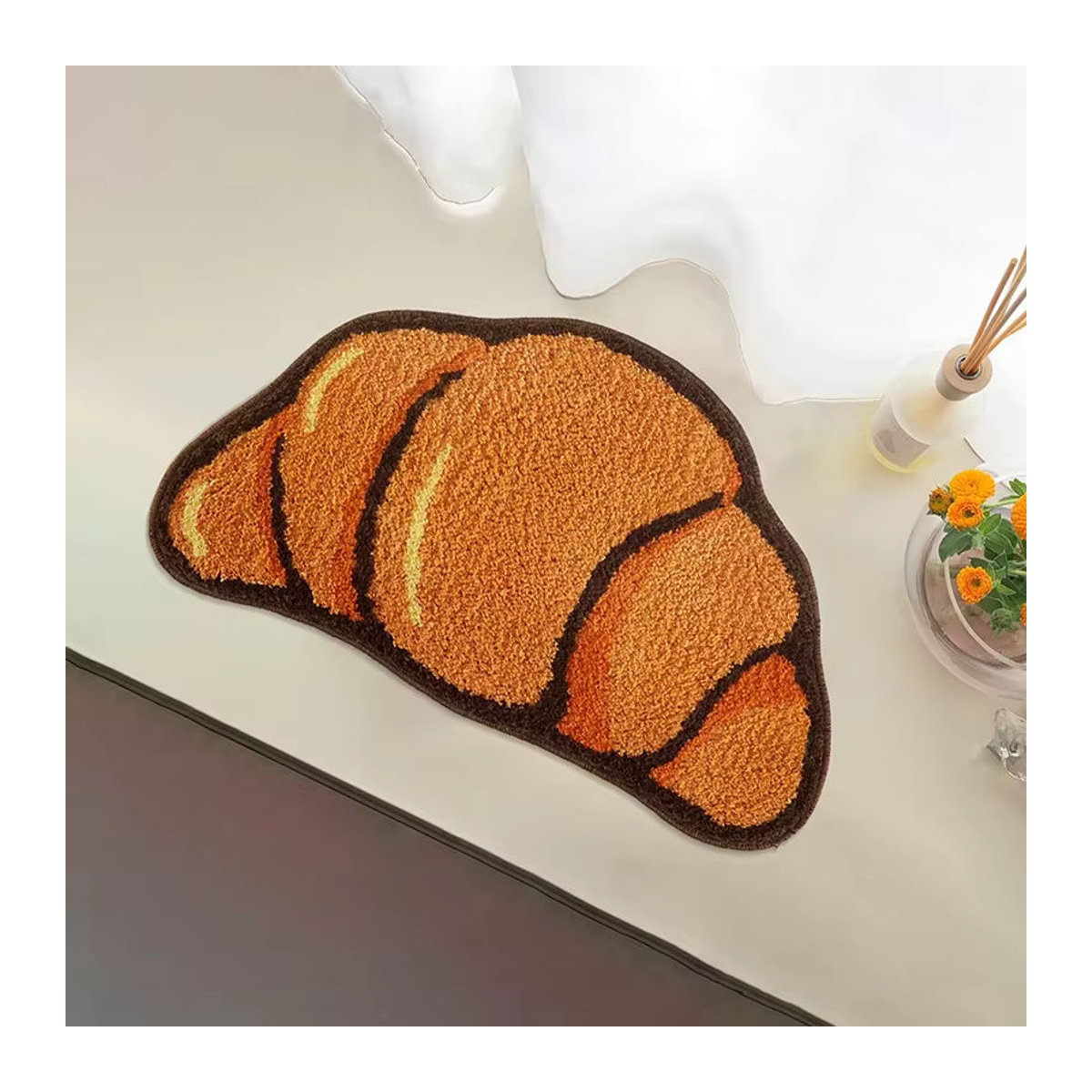 VIKAMA Croissant-Teppich in Orange, weiche Tufted-Fußmatte für Wohnzimmer, Badezimmer oder neben dem Sofa - Bild 4