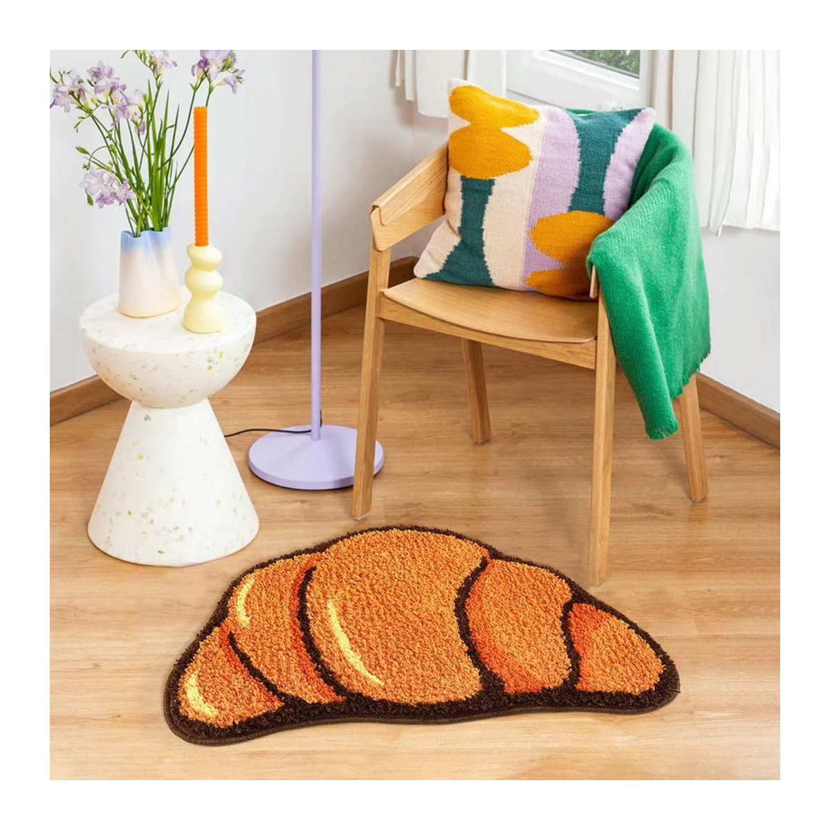 VIKAMA Croissant-Teppich in Orange, weiche Tufted-Fußmatte für Wohnzimmer, Badezimmer oder neben dem Sofa - Bild 5