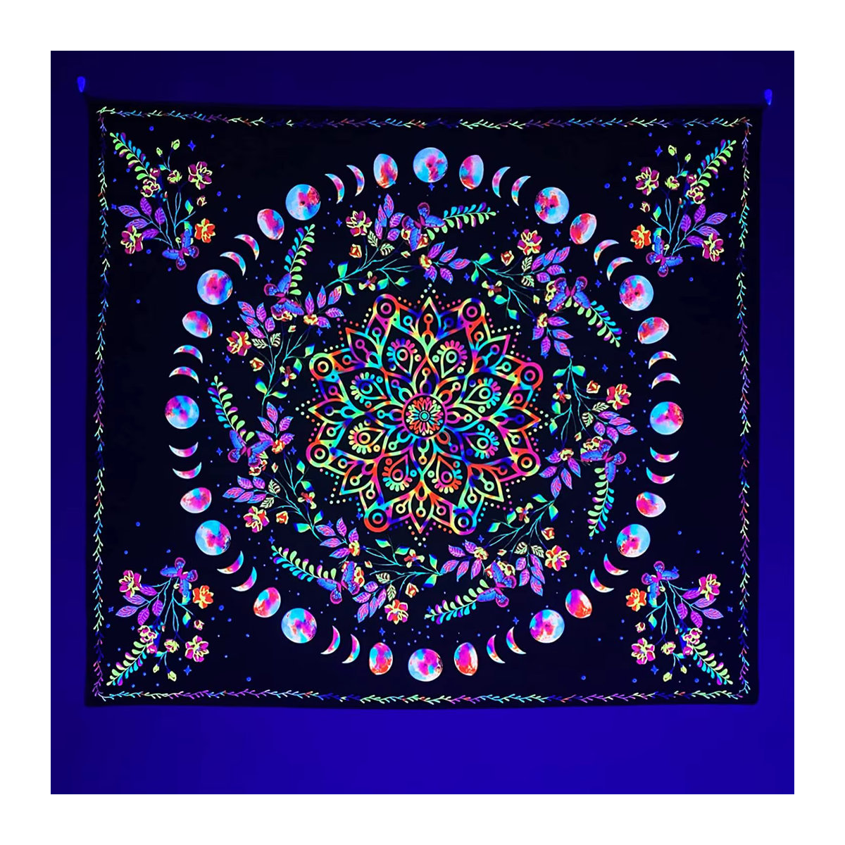 VIKAMA Cyber Neon Wandteppich mit Totenköpfen in Mehrfarbig, Rechteckig, B/H: 90 x 60 cm - Bild 2