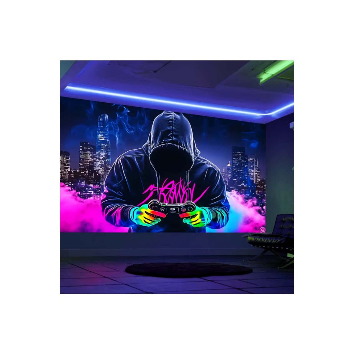 VIKAMA Cyberpunk Neon Gamer Wandteppich, mehrfarbig, B/H: 60 x 40 cm - Bild 6