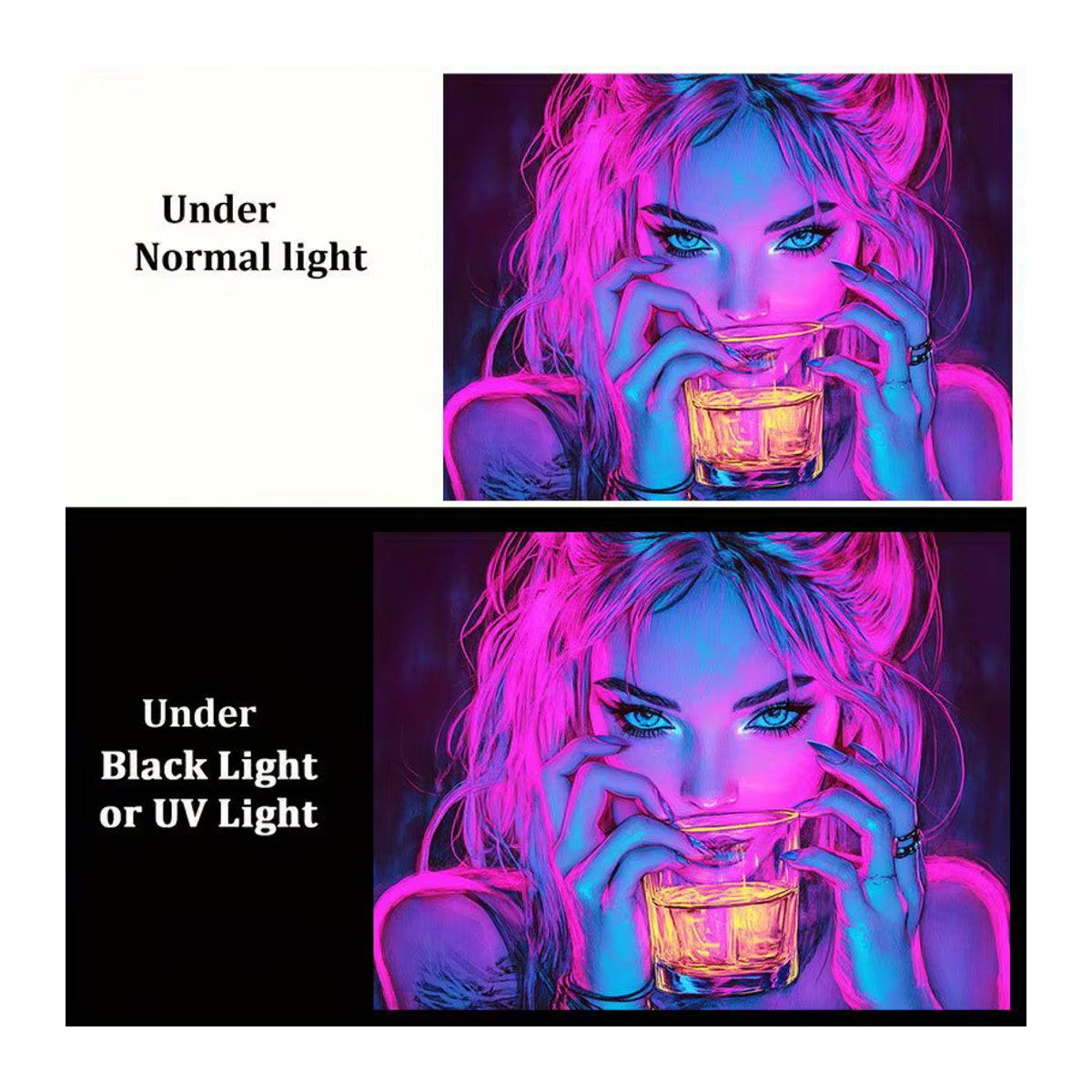 VIKAMA Cyberpunk Neon Girl Wandteppich in Rosa und Blau, rechteckiger Textil-Wandbehang für deine Dekoration - Bild 5