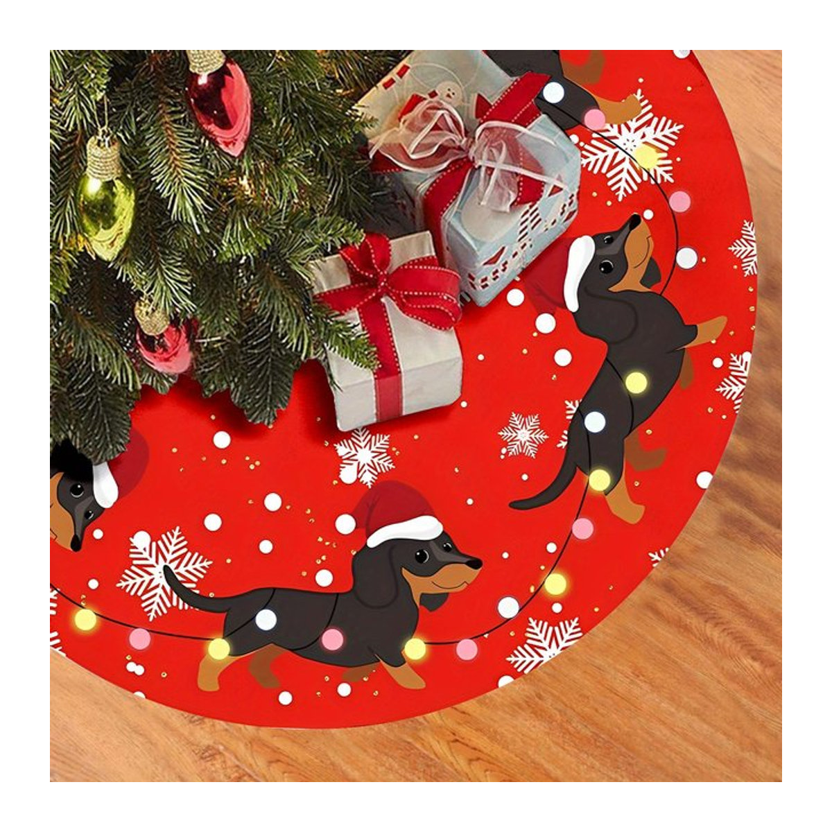 VIKAMA Dackel Weihnachtsbaumkleid für Tiere in Rot - Bild 1