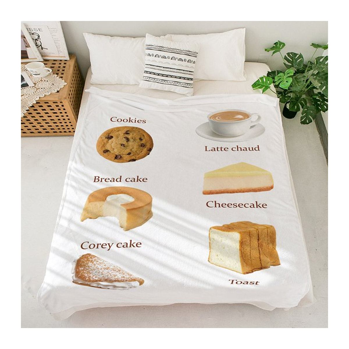 VIKAMA Decke im American Ins Style in Weiß als Überwurf für Couch, Büro oder Zuhause - Bild 1