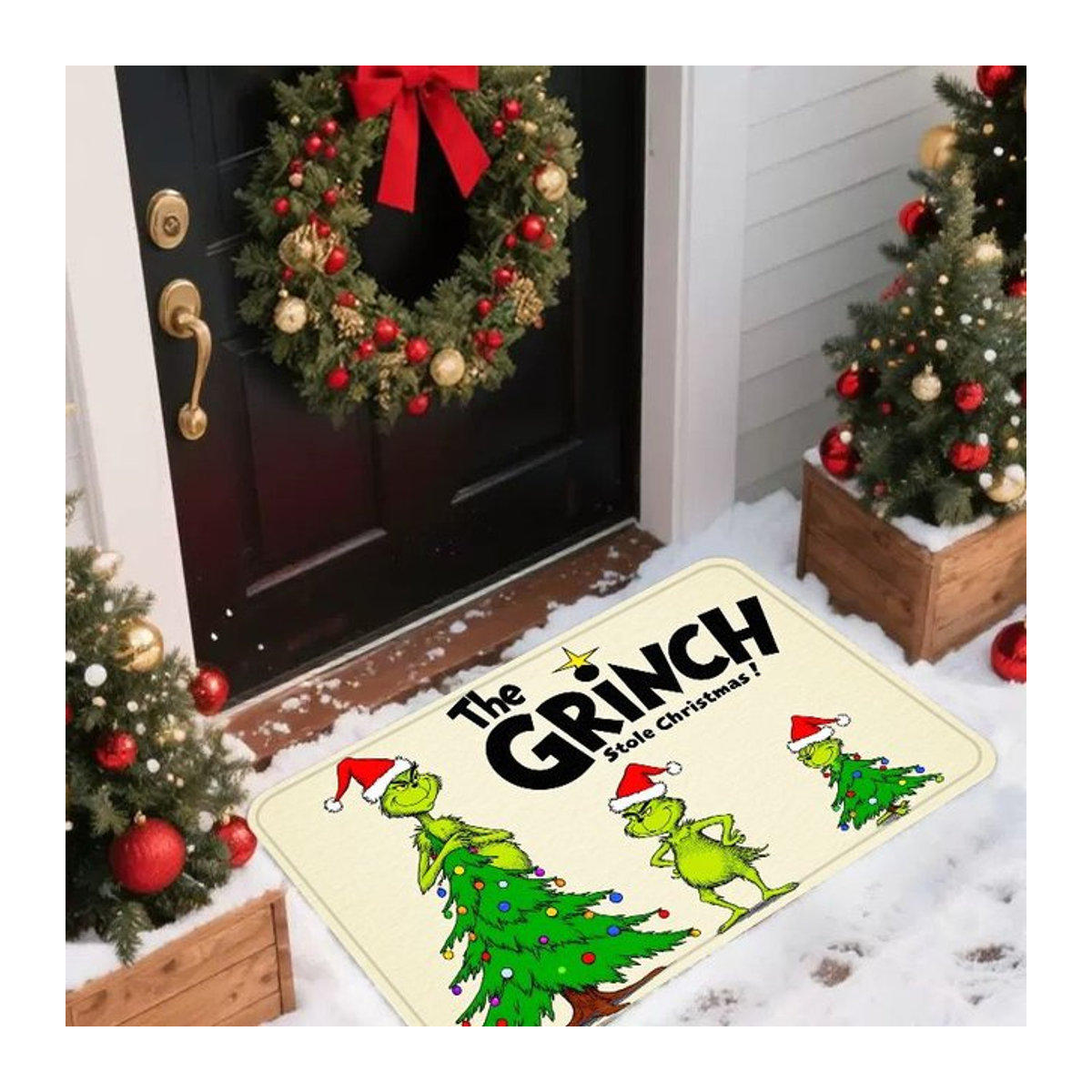 VIKAMA Deko-Teppich mit Weihnachtsmotiv, mehrfarbig, weich und saugfähig für Eingangsbereich oder Badezimmer - Bild 1