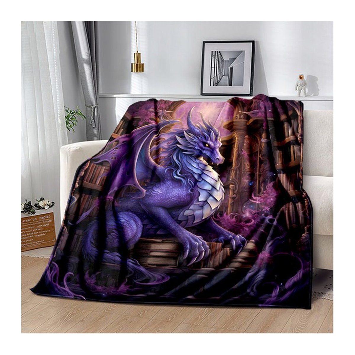 VIKAMA Dekorative Decke mit Fantasy Purple Dragon Graffiti-Design in Lila - Bild 1