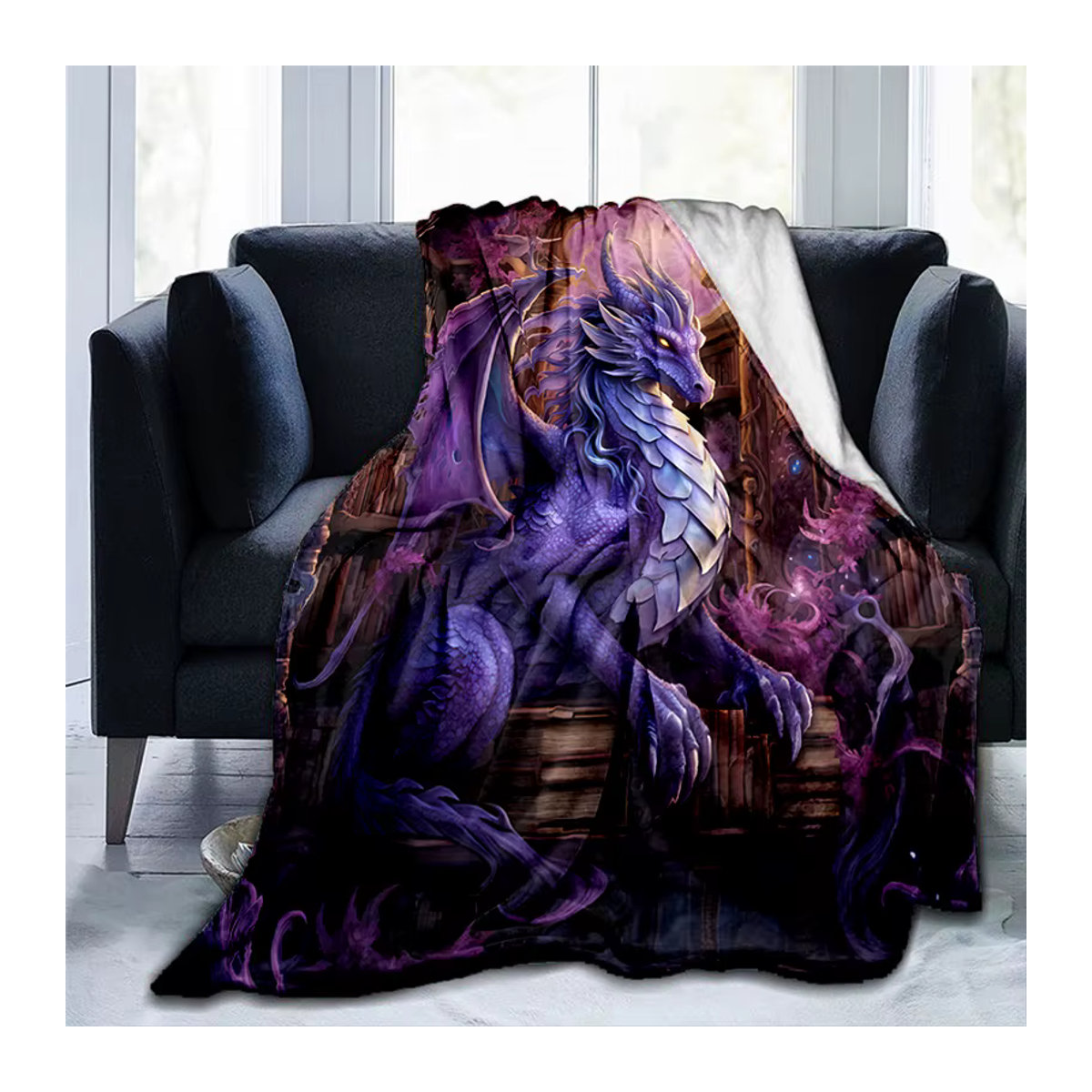 VIKAMA Dekorative Decke mit Fantasy Purple Dragon Graffiti-Design in Lila - Bild 2