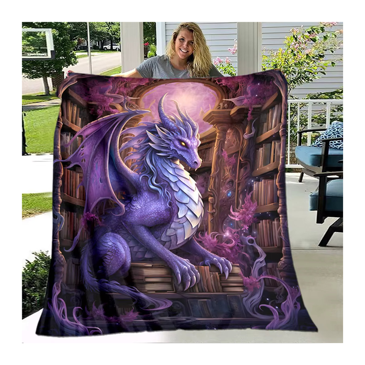 VIKAMA Dekorative Decke mit Fantasy Purple Dragon Graffiti-Design in Lila - Bild 4