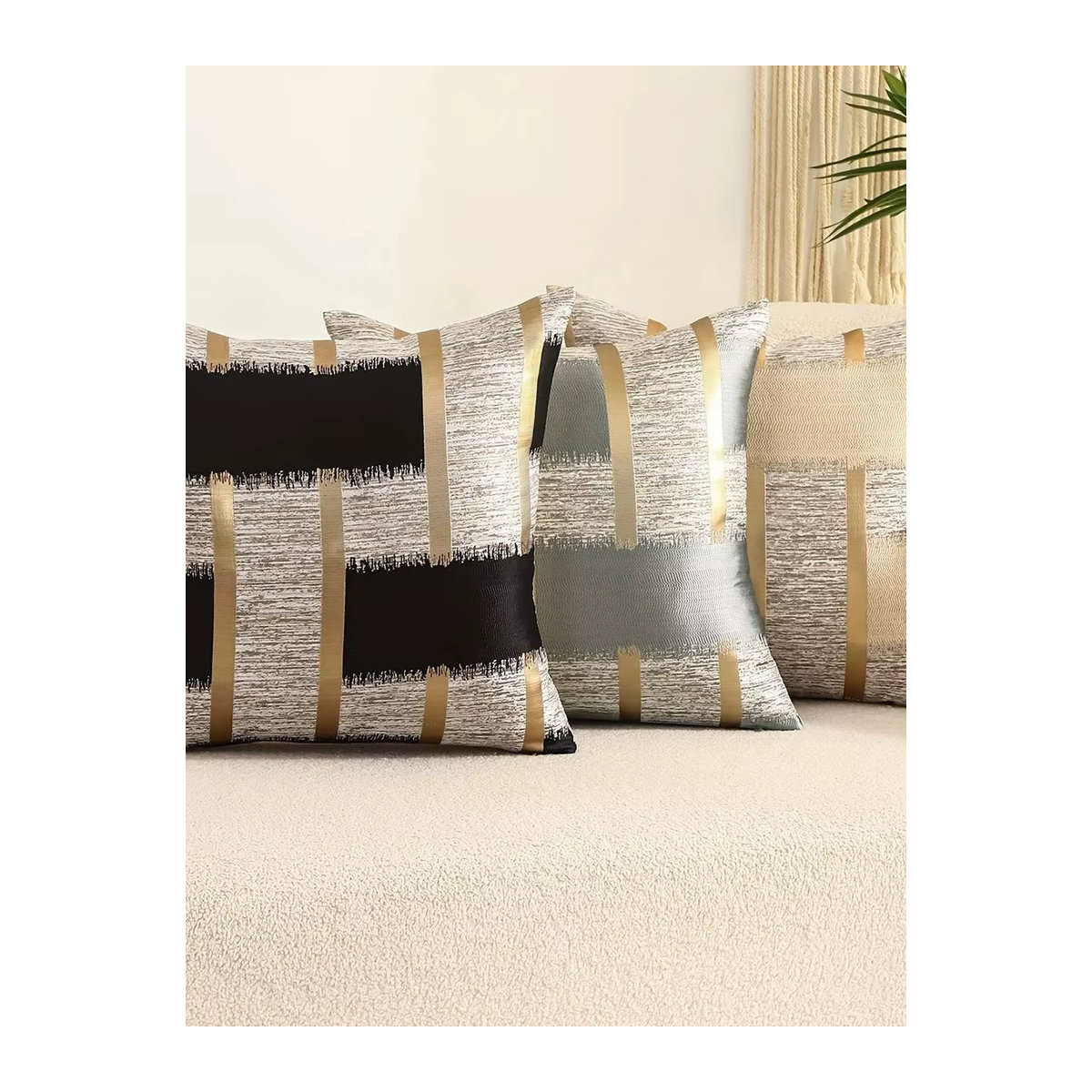 VIKAMA Dekorative Kissenbezüge und Sofasitzbezüge in Schwarz für Wohnzimmer und Schlafzimmer - Bild 3