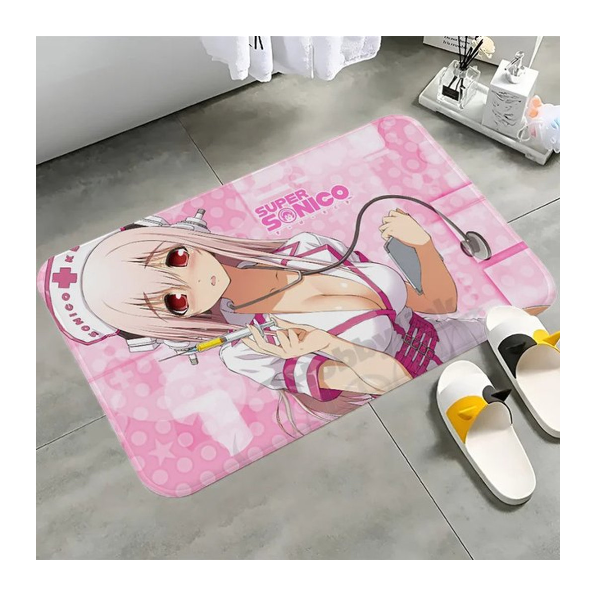 VIKAMA Dekorativer Anime-Stil Teppich in Rosa, Rutschfest und Weich für Wohnzimmer, Flur oder Spielzimmer - Bild 1