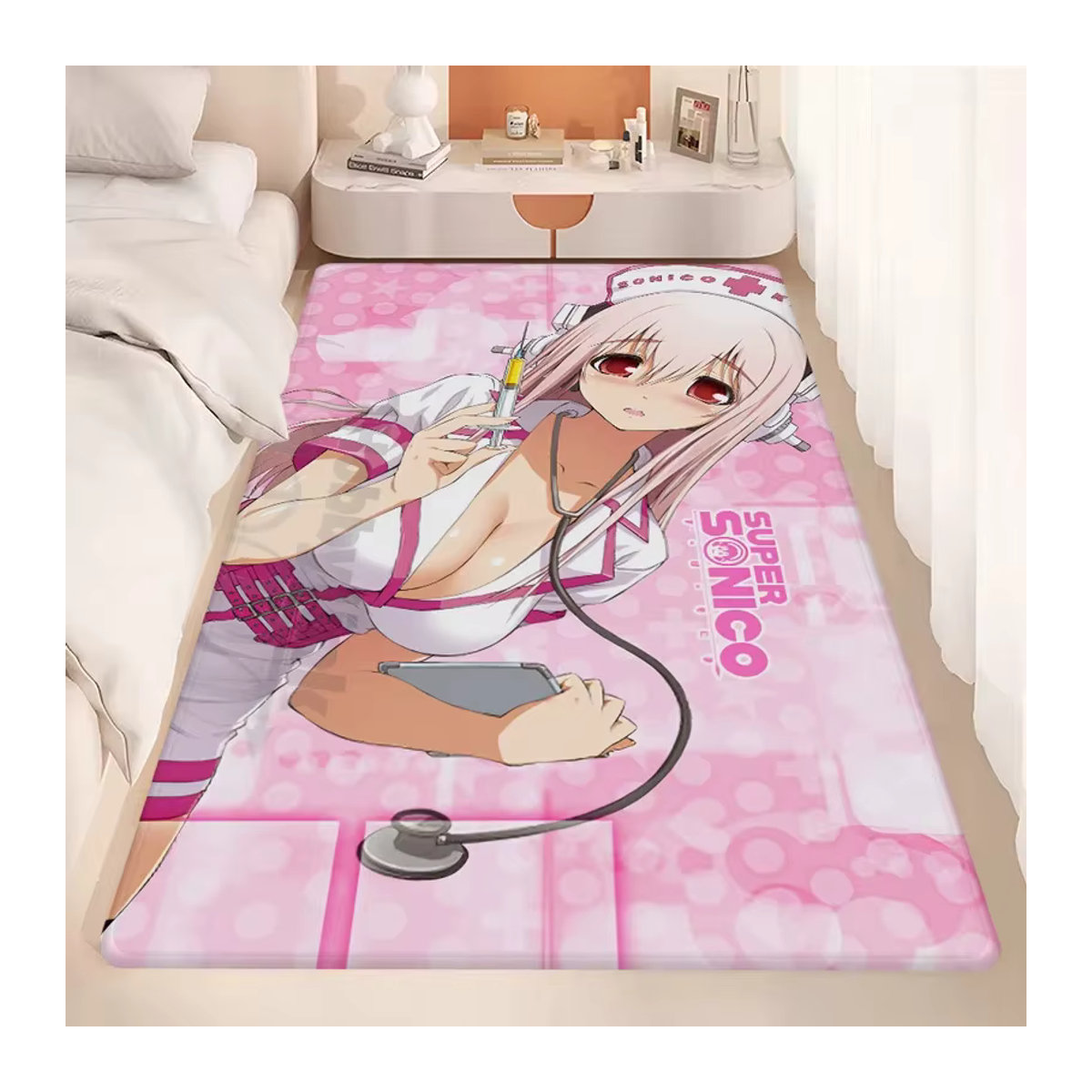 VIKAMA Dekorativer Anime-Stil Teppich in Rosa, Rutschfest und Weich für Wohnzimmer, Flur oder Spielzimmer - Bild 2