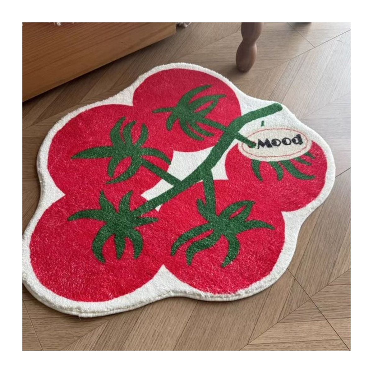 VIKAMA Dekorativer Teppich in Rot mit Tomaten-Design aus Kunstkaschmir für Wohnzimmer und Schlafzimmer, Maschinenwaschbar - Bild 1