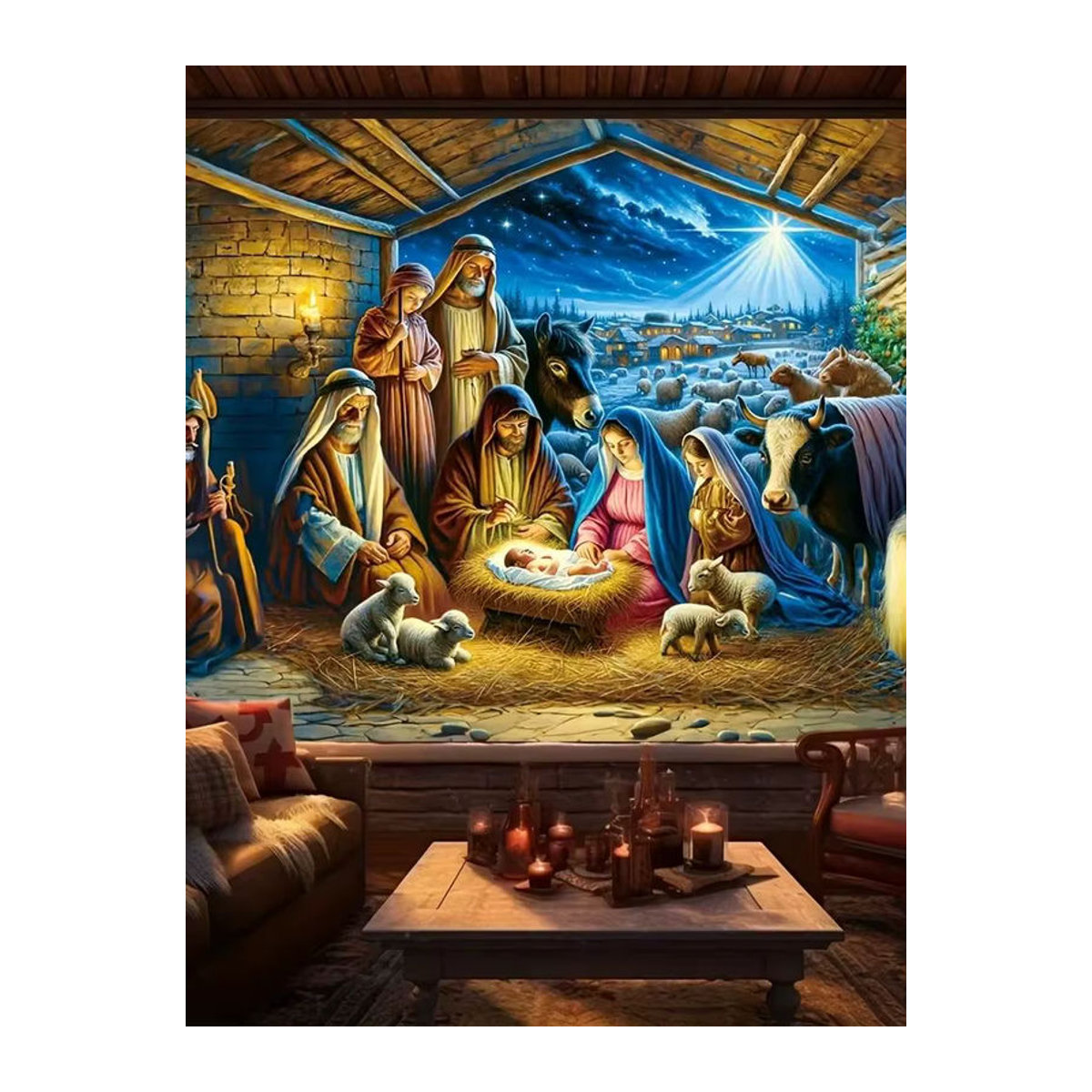 VIKAMA Dekoratives Hintergrundbanner für Ostern und Weihnachten, Mehrfarbig, Rechteckig mit Schlaufe zum Aufhängen - Bild 6