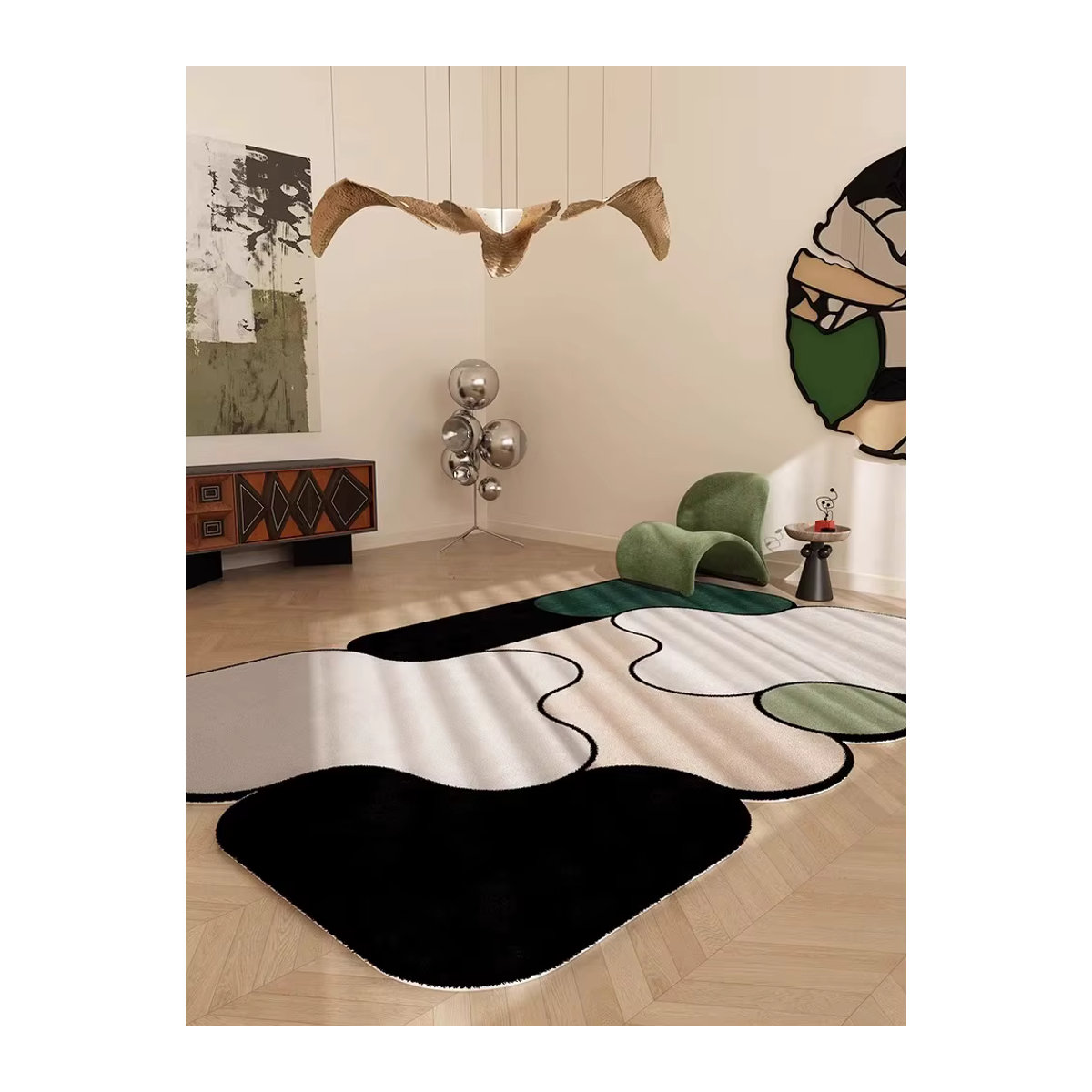 VIKAMA Dopamin Teppich Schlaufenstapel mehrfarbig tufted Bodenmatte für Wohnzimmer und Schlafzimmer - Bild 1