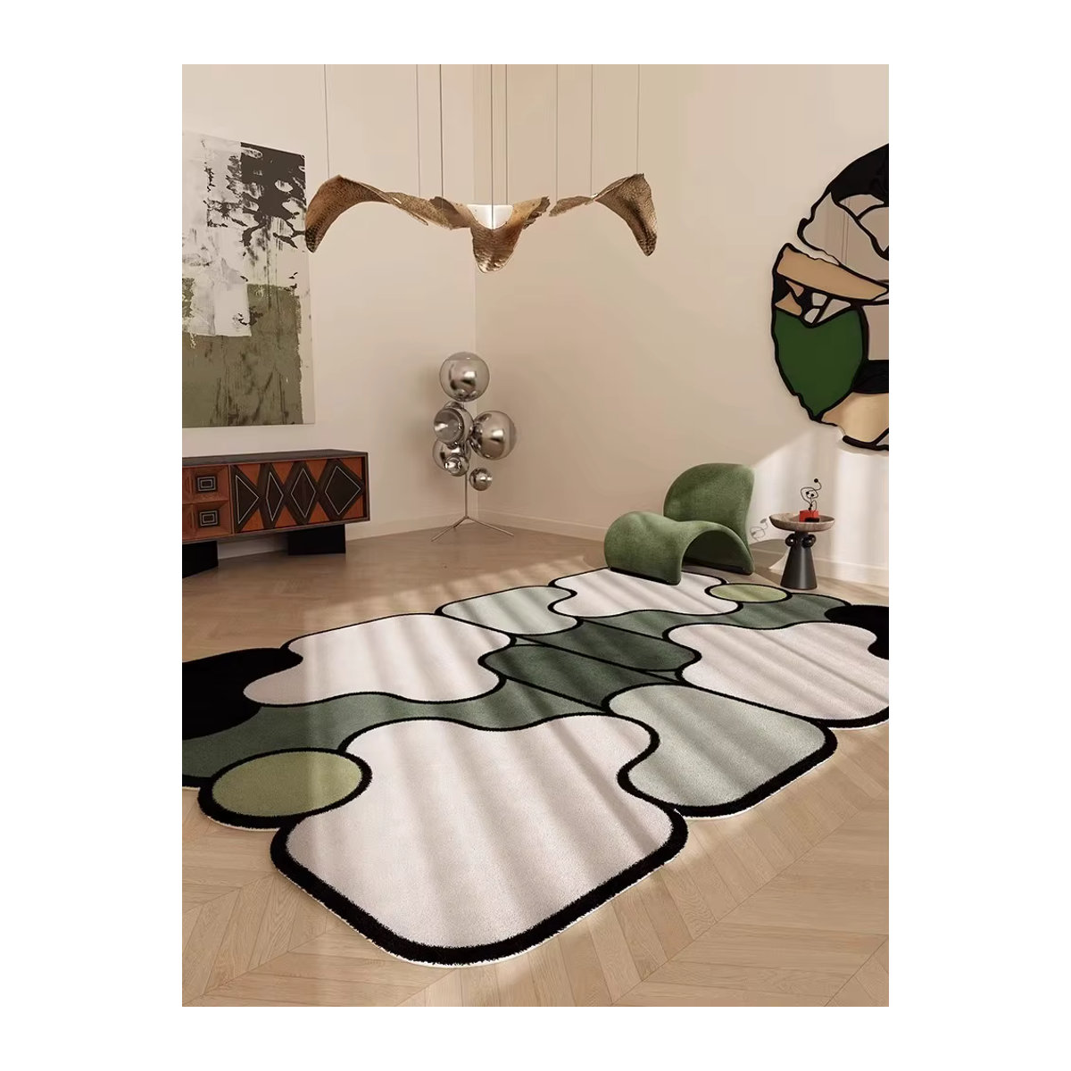 VIKAMA Dopamin Teppich Schlaufenstapel mehrfarbig tufted Bodenmatte für Wohnzimmer und Schlafzimmer - Bild 2