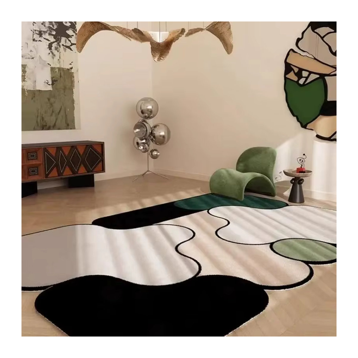 VIKAMA Dopamin Teppich Schlaufenstapel mehrfarbig tufted Bodenmatte für Wohnzimmer und Schlafzimmer - Bild 3