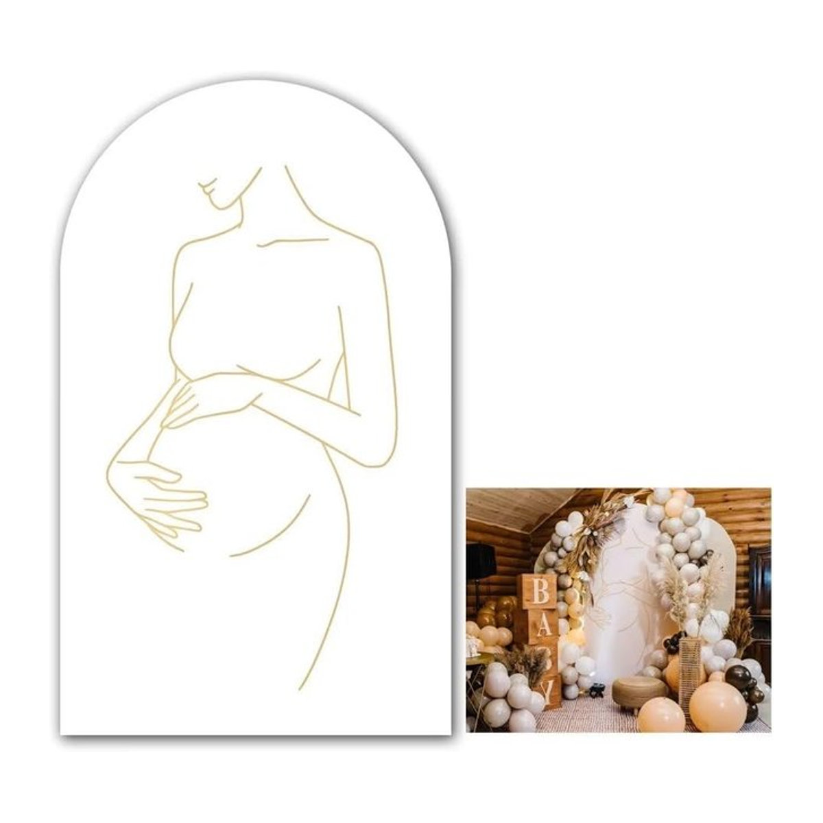 VIKAMA Elastische Stoff Abdeckung für Mutterschafts-Bogen, Weiß, B/H: 120 x 50 cm, Dekoration für Baby Shower und Fotografie-Hintergrund - Bild 1