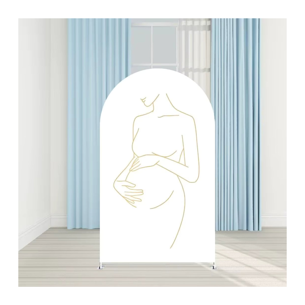 VIKAMA Elastische Stoff Abdeckung für Mutterschafts-Bogen, Weiß, B/H: 120 x 50 cm, Dekoration für Baby Shower und Fotografie-Hintergrund - Bild 2