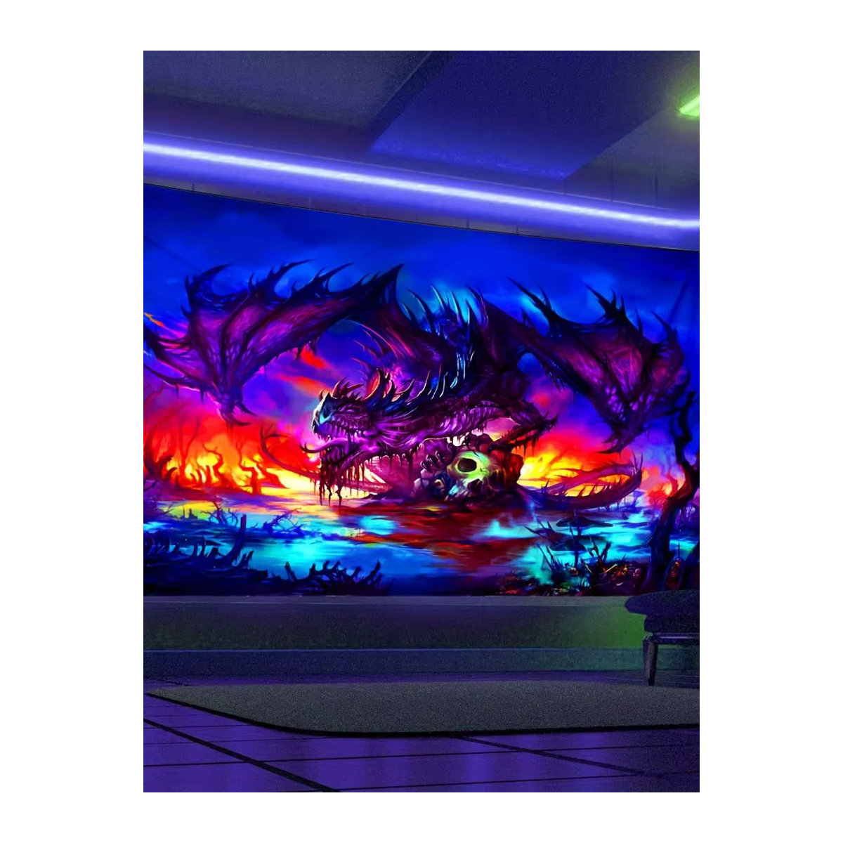 VIKAMA Epischer Drache Wandteppich Bohemian Wanddeko für dein Gaming Zimmer und Wohnzimmer, mehrfarbig, B: 60 cm, H: 40 cm - Bild 2