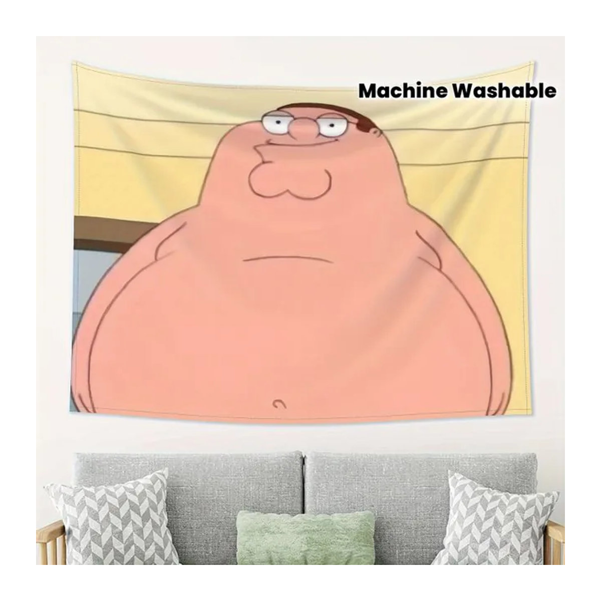 VIKAMA Family Guy Peter Griffin Wandteppich, mehrfarbiger Textil-Wandbehang mit Cartoon-Charakter für deine Schlafzimmerdekoration - Bild 1