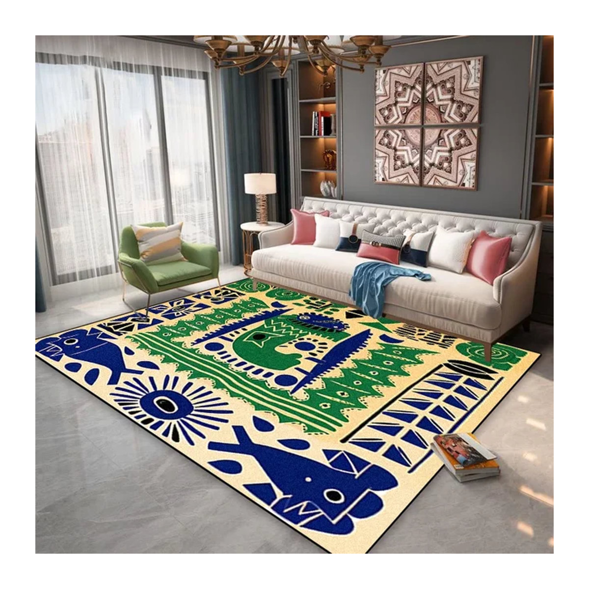 VIKAMA Fashion Design Teppich mit Print in Mehrfarbig für Wohnzimmer und Schlafzimmer - Bild 1