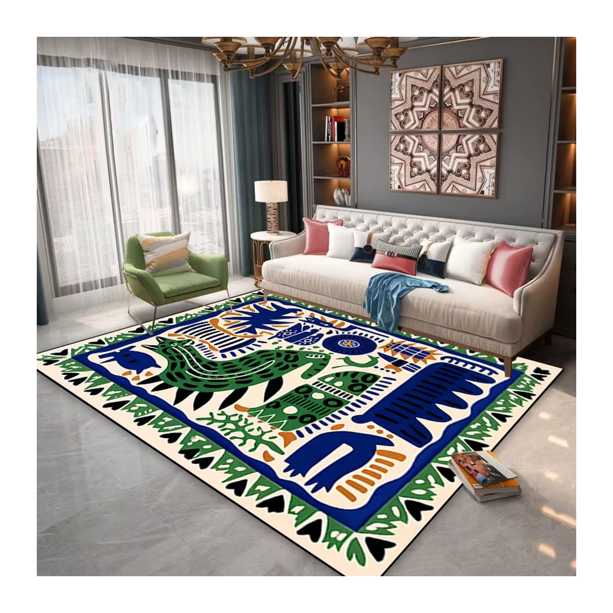 VIKAMA Fashion Design Teppich mit Print in Mehrfarbig für Wohnzimmer und Schlafzimmer - Bild 2