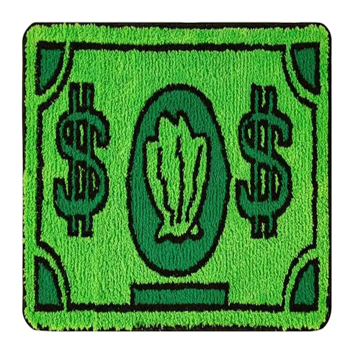 Vikama Faux Kaschmir Fußmatte mit Dollar Cartoon Motiv in Grün, rutschfester Teppich für Wohnzimmer und Nachttisch - Bild 2