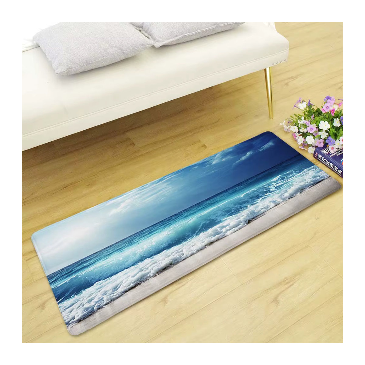 VIKAMA Flanell-Eingangsmatte mehrfarbig mit Print, saugfähige und pflegeleichte Fußmatte für den Eingangsbereich oder das Badezimmer - Bild 2