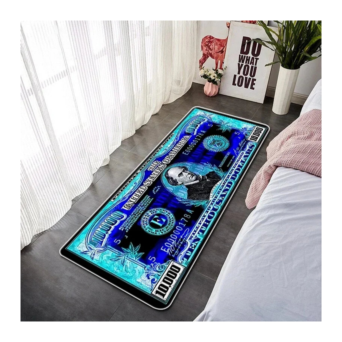 VIKAMA Flanell-Rennteppich mit Motorrad-Print in Blau für Schlafzimmer und Wohnbereich - Bild 1