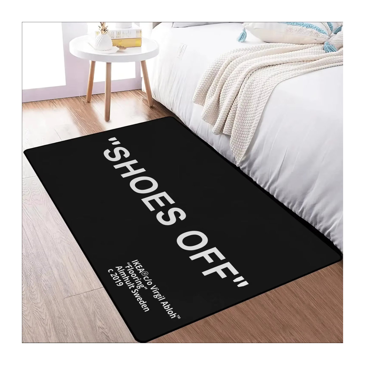 VIKAMA Flanellteppich in Schwarz, schmutzabweisend und verschleißfest, ideal als Dekorationsteppich für Schlafzimmer oder Eingangsbereich - Bild 2