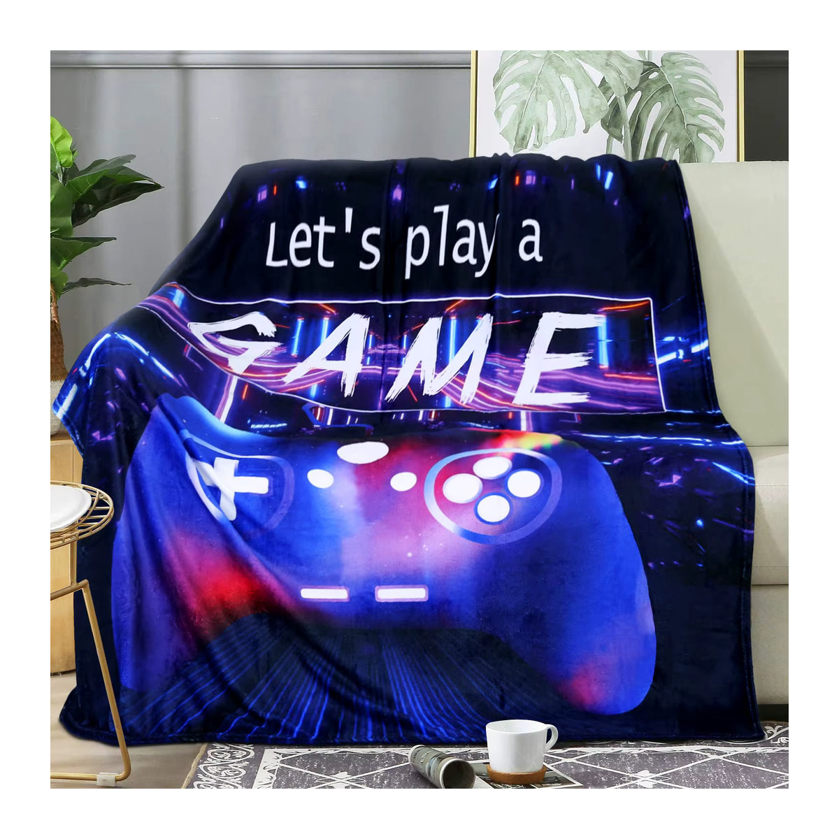 VIKAMA Fleece Decke mit Gradienten-Design in Mehrfarbig für Gaming, Sofa und Schlafzimmer - Bild 1
