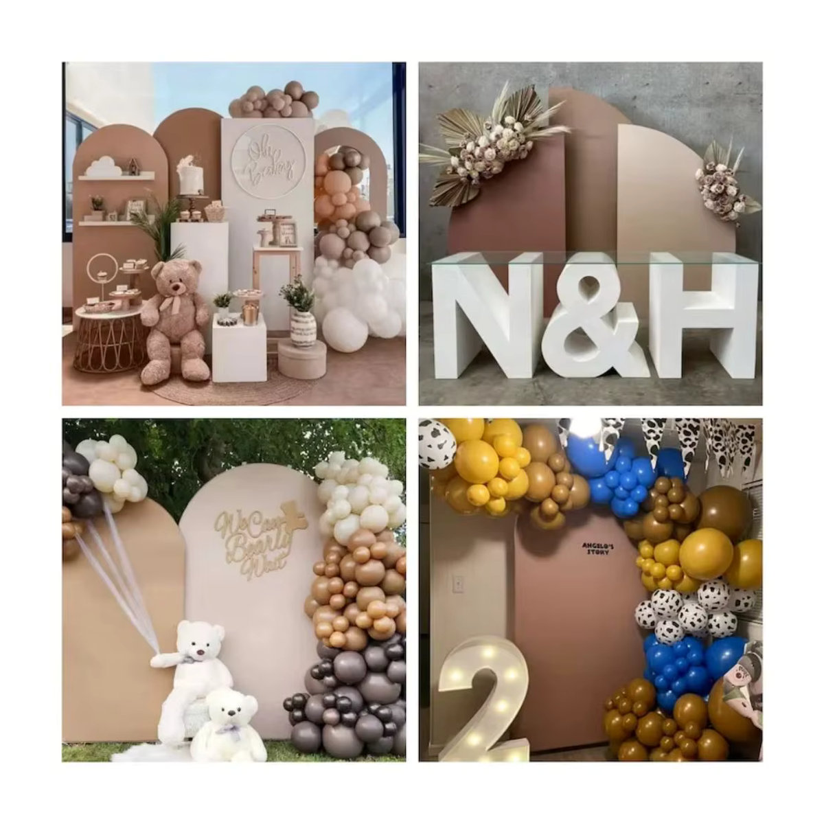 VIKAMA Fotohintergrund in Beige für Babyparty, Hochzeit oder Geburtstag, minimalistisches Design, unregelmäßig geformt, B/H: 120 x 50 cm - Bild 2