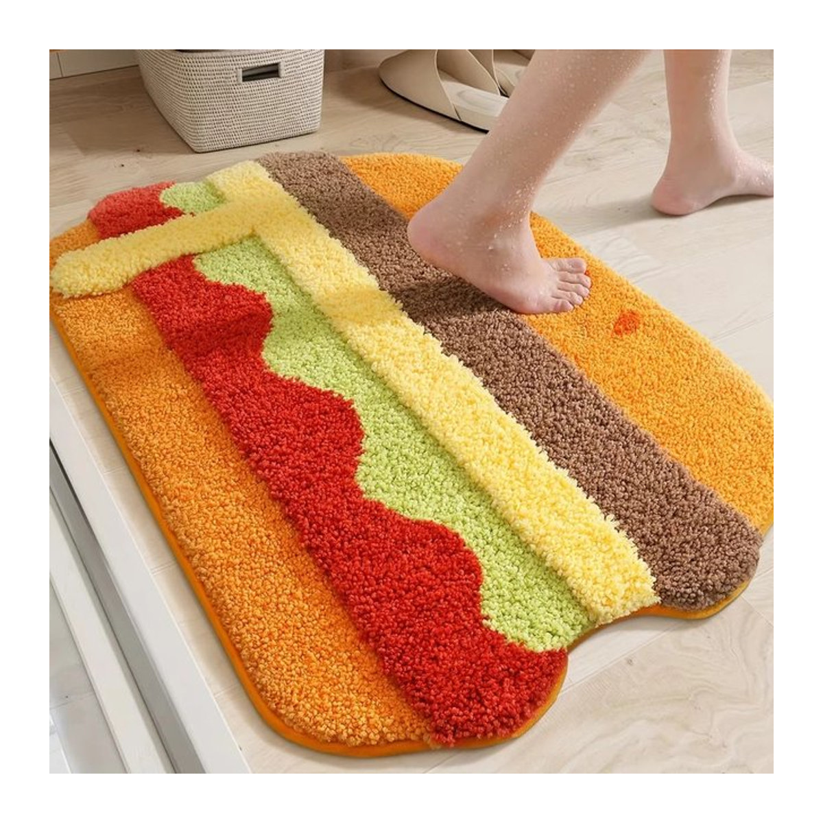 VIKAMA Fun Burger Plüschteppich in Mehrfarbig, 3D Kreative Spielzimmermatte und ultra-weiche Bodenmatte für dein Schlafzimmer - Bild 1