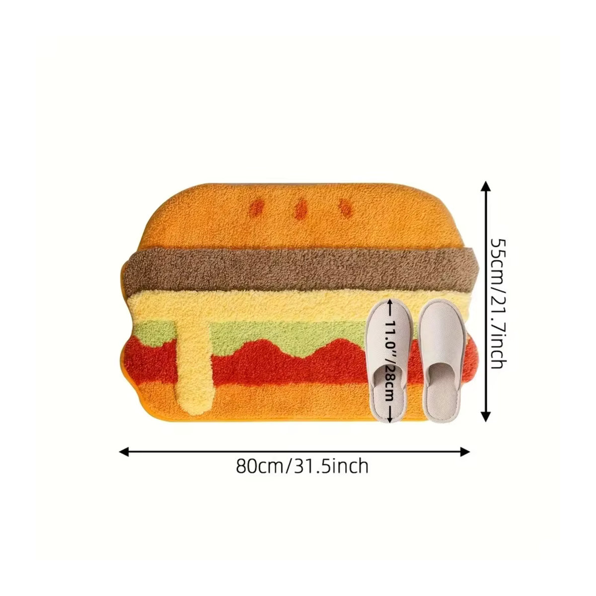 VIKAMA Fun Burger Plüschteppich in Mehrfarbig, 3D Kreative Spielzimmermatte und ultra-weiche Bodenmatte für dein Schlafzimmer - Bild 4