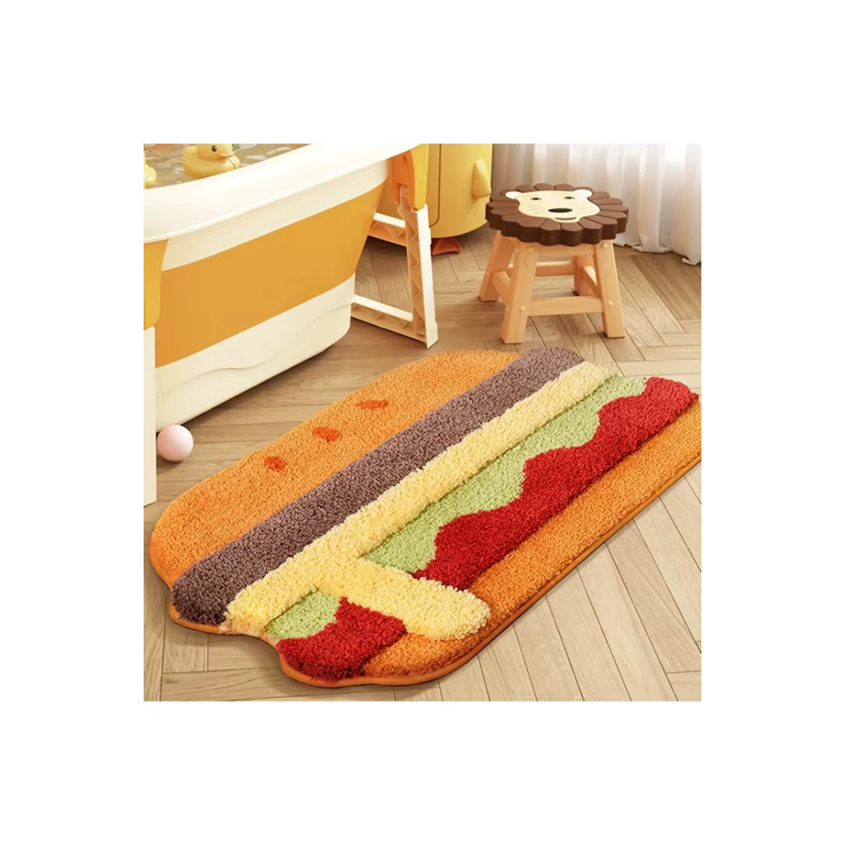VIKAMA Fun Burger Plüschteppich in Mehrfarbig, 3D Kreative Spielzimmermatte und ultra-weiche Bodenmatte für dein Schlafzimmer - Bild 6