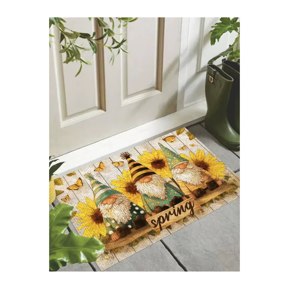 VIKAMA Fußmatte mit Aquarell-Blumen- und Schmetterlingsmotiv in Mehrfarbig, rutschfest und schmutzabweisend - Bild 7