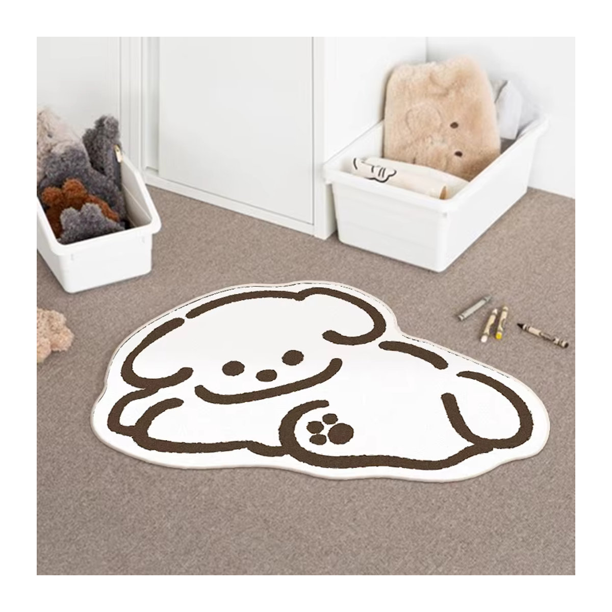 VIKAMA Fußmatte mit niedlichem Cartoon-Hund Design in Weiß - Bild 2