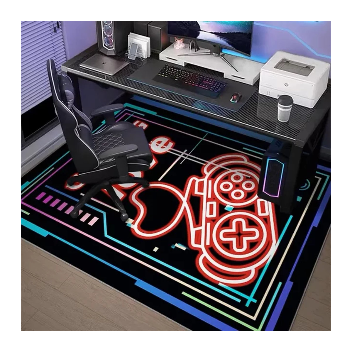 VIKAMA Gaming Teppich Schwarz zur Schalldämmung für dein Gaming-Zimmer und Arbeitszimmer - Bild 1