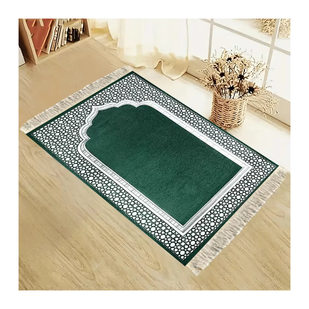 VIKAMA Gebetsteppich in Grün, dicker und rutschfester Tufted-Teppich zur Innendekoration - Bild 2