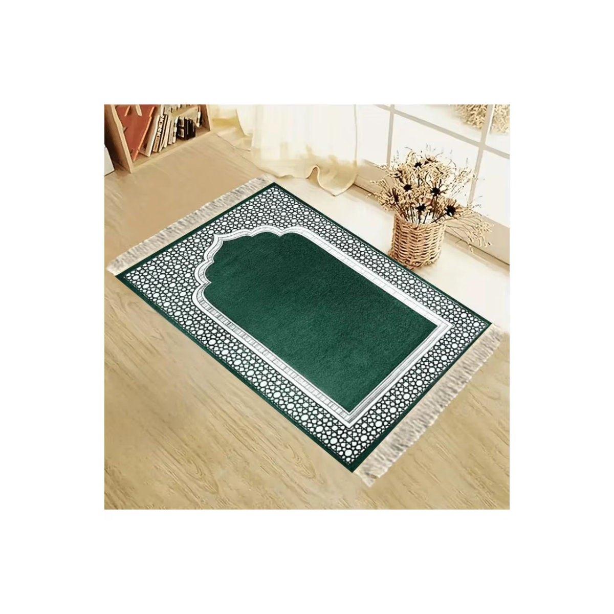 VIKAMA Gebetsteppich in Grün, dicker und rutschfester Tufted-Teppich zur Innendekoration - Bild 4