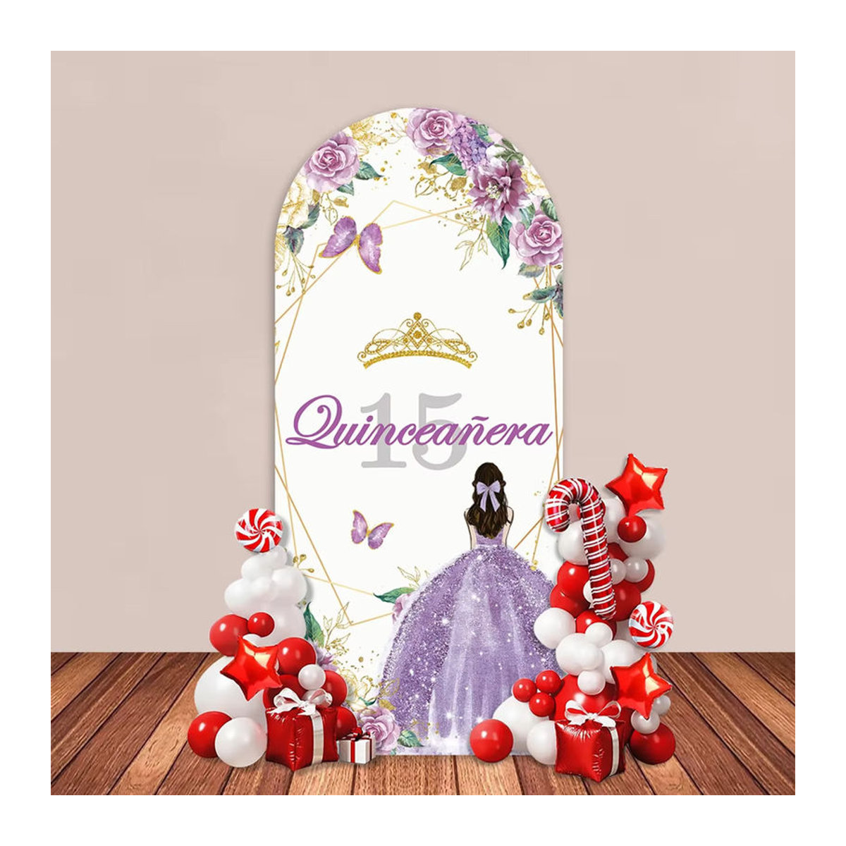 VIKAMA Geburtstag Dekoration Set für Mädchen mit floralem unregelmäßigem Hintergrund in Weiß, B/H: 120 x 50 cm - Bild 1