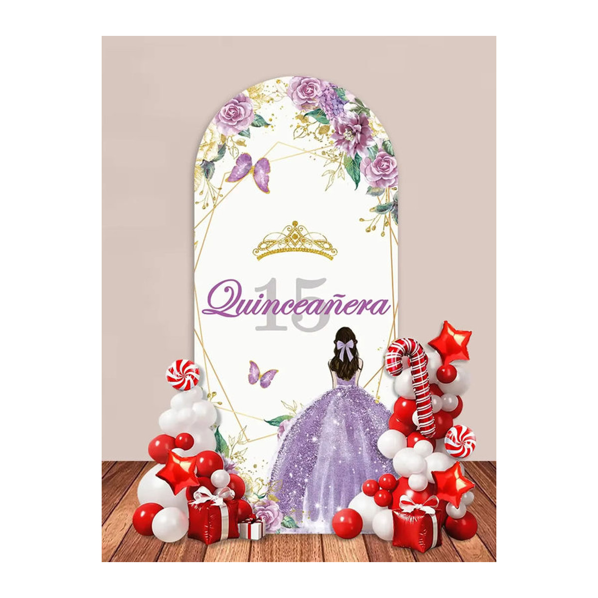VIKAMA Geburtstag Dekoration Set für Mädchen mit floralem unregelmäßigem Hintergrund in Weiß, B/H: 120 x 50 cm - Bild 2