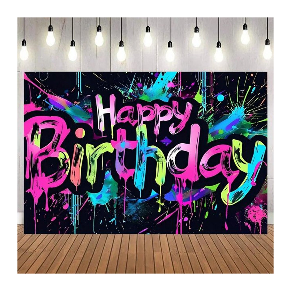 VIKAMA Graffiti Neon Hintergrund Banner für Geburtstag und Babyparty in Mehrfarbig - Bild 1